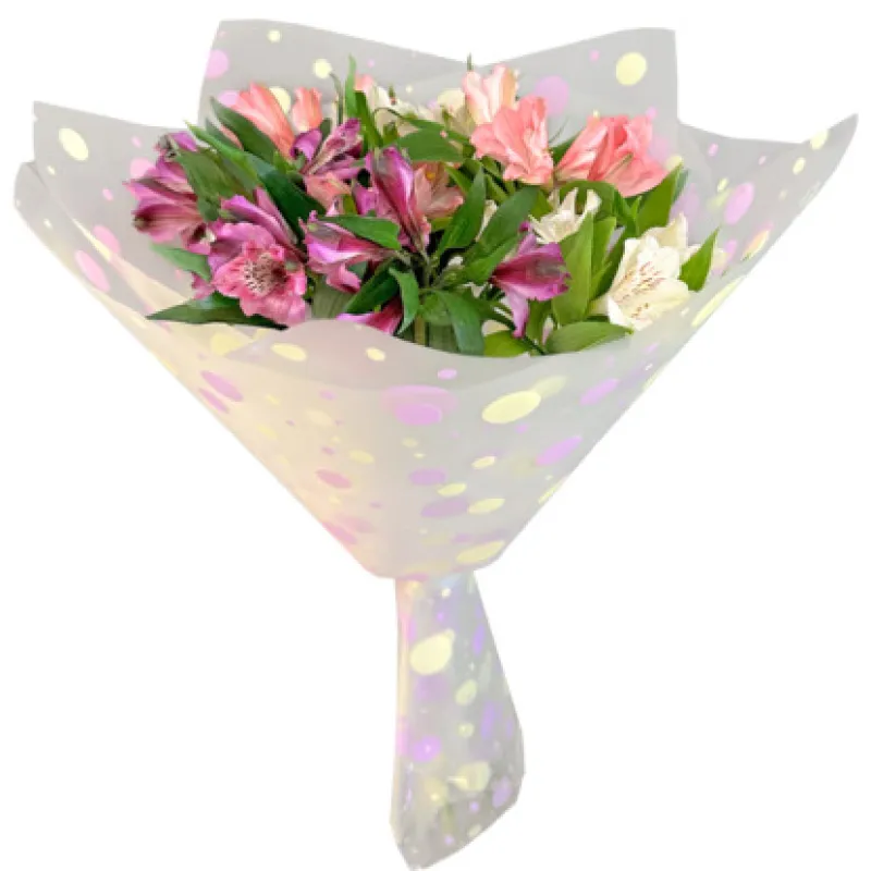 Букет из разноцветных альстромерий в упаковке, доставка Волгодонск